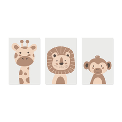 Kit 3 Placas Quadros Decorativos Safari Infantil Bebe Quarto Menino Menina - 0169ktpl - comprar online