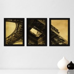 Kit Com 3 Quadros - Torre Eiffel Paris França - 016kq02p