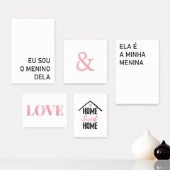 Kit 5 Placas Decorativas - Frase Meu Menino Minha Menina Casa Quarto Sala - 016ktpl5