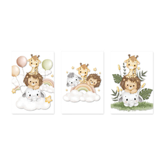 Kit 3 Placas Quadros Decorativos Safari Infantil Bebe Quarto Menino Menina - 0177ktpl - comprar online