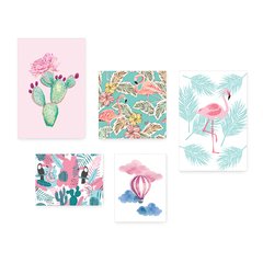 Kit 5 Placas Decorativas - Flamingo Tucano Balão Casa Quarto Sala - 017ktpl5 - comprar online