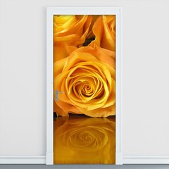 Adesivo Decorativo de Porta - Rosa Amarela - 018cnpt