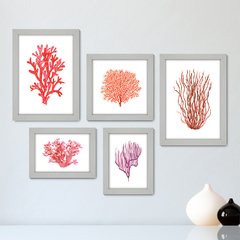 Kit Com 5 Quadros Decorativos - Mar Oceano Coral - 020kq01 - comprar online