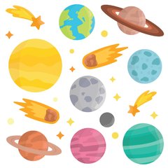Adesivo de Parede Infantil - Espaço - Planetas - Cometa - Quarto - Bebê - Menino - Menina - 021ir - comprar online
