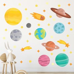 Adesivo de Parede Infantil - Espaço - Planetas - Cometa - Quarto - Bebê - Menino - Menina - 021ir