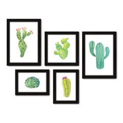 Kit Com 5 Quadros Decorativos - Cactos Plantas Natureza - 021kq01 na internet