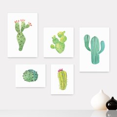 Kit 5 Placas Decorativas - Cactos Plantas Natureza Casa Quarto Sala - 021ktpl5