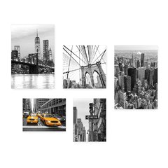 Kit 5 Placas Decorativas - New York Viagem Casa Quarto Sala - 023ktpl5 - comprar online