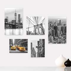 Kit 5 Placas Decorativas - New York Viagem Casa Quarto Sala - 023ktpl5