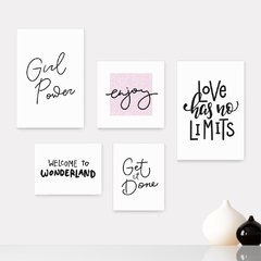 Kit 5 Placas Decorativas - Frase Girl Power Mulher Casa Quarto Sala - 025ktpl5