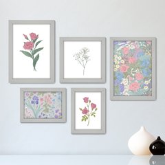 Kit Com 5 Quadros Decorativos - Floral Flores Rosas - 027kq01 - comprar online