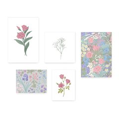 Kit 5 Placas Decorativas - Floral Flores Rosas Casa Quarto Sala - 027ktpl5 - comprar online