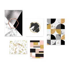 Kit 5 Placas Decorativas - Abstrato Ouro Geométrico Casa Quarto Sala - 028ktpl5 - comprar online