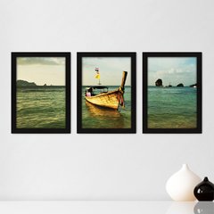 Kit Com 3 Quadros - Barco Mar Paisagem - 031kq02p