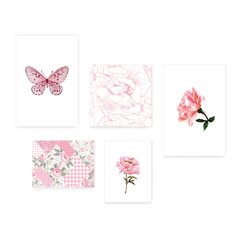 Kit 5 Placas Decorativas - Flores Floral Borboleta Casa Quarto Sala - 031ktpl5 - comprar online