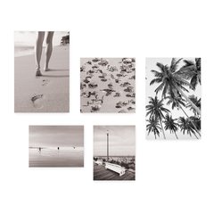 Kit 5 Placas Decorativas - Praia Coqueiro Surfista Casa Quarto Sala - 032ktpl5 - comprar online