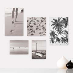 Kit 5 Placas Decorativas - Praia Coqueiro Surfista Casa Quarto Sala - 032ktpl5