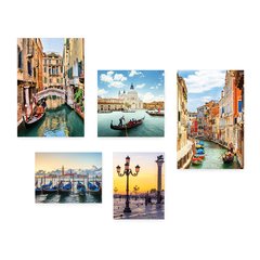 Kit 5 Placas Decorativas - Veneza Gôndola Itália Casa Quarto Sala - 034ktpl5 - comprar online