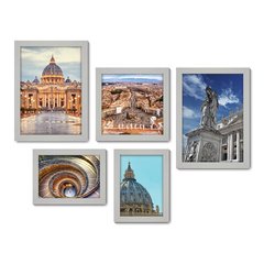 Kit Com 5 Quadros Decorativos - Vaticano Basílica de São Pedro - 035kq01 - Allodi