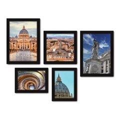 Kit Com 5 Quadros Decorativos - Vaticano Basílica de São Pedro - 035kq01 na internet