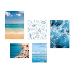 Kit 5 Placas Decorativas - Mar Oceano Conchas Ondas Casa Quarto Sala - 038ktpl5 - comprar online