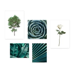 Kit 5 Placas Decorativas - Folhas Rosa Árvore Casa Quarto Sala - 040ktpl5 - comprar online
