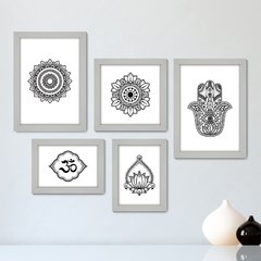 Kit Com 5 Quadros Decorativos - Mandala Flor de Lótus Ohm - 041kq01 - comprar online