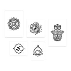 Kit 5 Placas Decorativas - Mandala Flor de Lótus Ohm Casa Quarto Sala - 041ktpl5 - comprar online