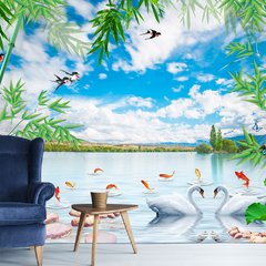 Papel de Parede Paisagem Lago Natureza Sala Painel Adesivo - 041pc