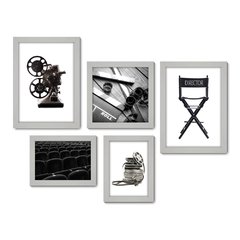 Kit Com 5 Quadros Decorativos - Cinema Projetor Filmes - 043kq01 - Allodi