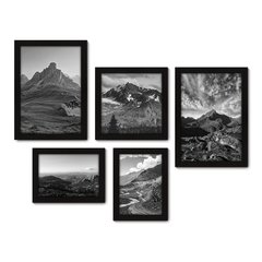 Kit Com 5 Quadros Decorativos - Paisagem Montanhas - 044kq01 na internet