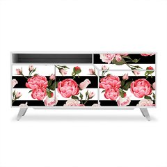 Adesivo de Revestimento Móveis - Rosa e Listras - Floral - 044rev