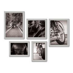 Kit Com 5 Quadros Decorativos - Moto Biker Motoqueiro - 045kq01 - Allodi