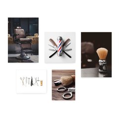Kit 5 Placas Decorativas - Barbearia Barbeiro Barber Casa Quarto Sala - 046ktpl5 - comprar online