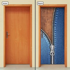 Adesivo Decorativo de Porta - Zíper - Jeans - 046cnpt - comprar online
