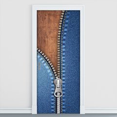 Adesivo Decorativo de Porta - Zíper - Jeans - 046cnpt