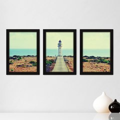 Kit Com 3 Quadros - Farol Paisagem Litoral - 052kq02p