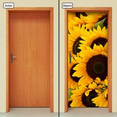 Adesivo Decorativo de Porta - Flores - Girassol - 054cnpt - comprar online