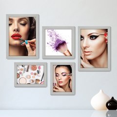 Kit Com 5 Quadros Decorativos - Salão de Beleza Maquiagem - 060kq01 - comprar online