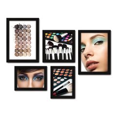 Kit Com 5 Quadros Decorativos - Salão de Beleza Maquiagem - 061kq01 na internet