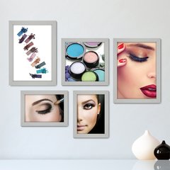 Kit Com 5 Quadros Decorativos - Salão de Beleza Maquiagem - 062kq01 - comprar online