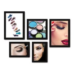 Kit Com 5 Quadros Decorativos - Salão de Beleza Maquiagem - 062kq01 na internet