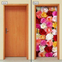 Adesivo Decorativo de Porta - Rosas Coloridas - 066cnpt - comprar online