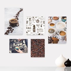 Kit 5 Placas Decorativas - Café Cafeteria Lanchonete Casa Quarto Sala - 067ktpl5