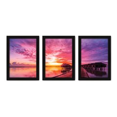 Kit Com 3 Quadros - Mar Pôr-do-Sol Paisagem - 072kq02p - comprar online