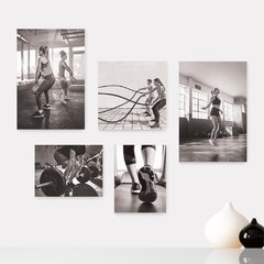 Kit 5 Placas Decorativas - Academia Treino Fitness Casa Quarto Sala - 074ktpl5