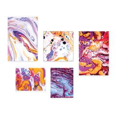 Kit 5 Placas Decorativas - Abstrato Colorido Mármore Casa Quarto Sala - 078ktpl5 - comprar online