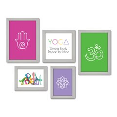 Kit Com 5 Quadros Decorativos - Yoga Meditação Studio - 080kq01 - Allodi