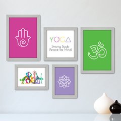 Kit Com 5 Quadros Decorativos - Yoga Meditação Studio - 080kq01 - comprar online