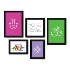 Kit Com 5 Quadros Decorativos - Yoga Meditação Studio - 080kq01 na internet